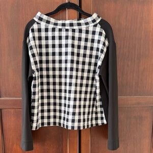 Kor Kor Black & White Gingham Raglan Sleeve Top